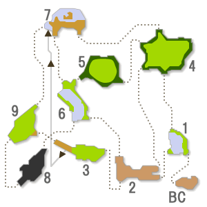 渓流フィールドのマップ