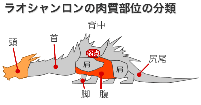ラオシャンロンの攻撃時の肉質部位の分類